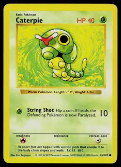 Pokemon Card - Caterpie Base Set (Shadowless) 45/102 Common - Image 1
