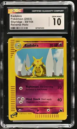 CGC 10 GEM MINT Kadabra 2003 Skyridge 69/144 Reverse Holo Pokemon Card - Image 1