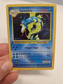 1st Edition Gyarados 6/102 Base Set Holo Pokemon (PRXY Fan Display) - Image 3