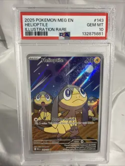 Pokemon PSA 10 GEM MINT Helioptile 143/132 (IR) Mega Evolution English LOW POP - Image 1