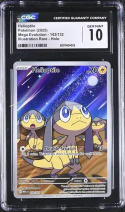 CGC 10 Helioptile 143/132 Illustration Rare Mega Evolution Pokemon Card - Image 1