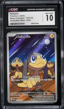 ⚡ CGC 10 | Helioptile IR #143/132 ✨ Mega Evolution 2025 Pokemon - Image 1