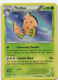 Vivillon (High Plains [Orange]) 17/146 Holo Rare Holo XY Base Set LP Pokemon - Image 1
