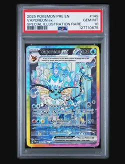 Pokemon TCG Prismatic Evolutions Vaporeon EX Sir 149/131 PSA 10 - Image 1