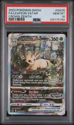 2023 POKEMON SWORD & SHIELD CROWN ZENITH #GG35 FULL ART/LEAFEON VSTAR PSA 10 - Image 1