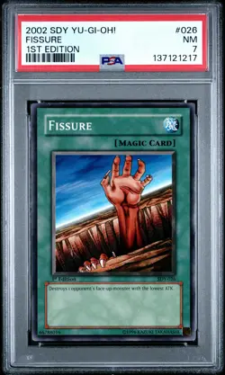 2002 YU-GI-OH! STARTER DECK: YUGI 1ST ED #026 FISSURE PSA 7 - Image 1