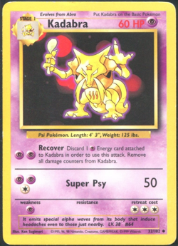1999 Pokemon TCG - Kadabra - Base Set - Uncommon Card Non Holo 32/102 HP - Image 1