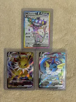 Eevees 12 Card Lot, Espeon Promo, gem box Vol 2 Vmax/V Cards and Espeon CGC 9 - Image 1