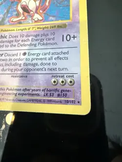 Mewtwo 10/102 Holo Rare Base Set (Shadowless) Pokemon Card MP WOTC TCG Nice LOOK - Image 2
