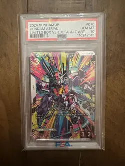 Gundam Collectible Card Game Aerial R+ GD01-070 PSA10 Limited BOX Ver Beta Japan - Image 1