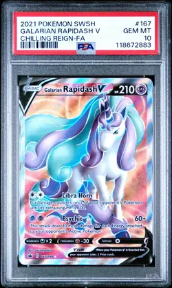 2021 POKEMON SWORD & SHIELD CHILLING REIGN FULL ART/GALARIAN RAPIDASH V PSA 10 - Image 1