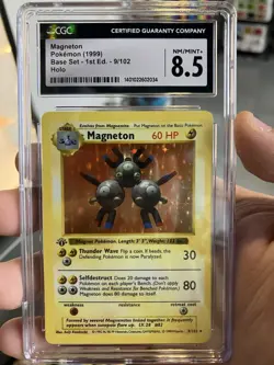 Pokemon TCG Magneton Base Set Holo 9/102 1st Edition Shadowless CGC 8.5 - Image 1