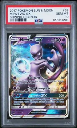 2017 Pokemon Sun & Moon Shining Legends Mewtwo GX #39 PSA 10 - Image 1