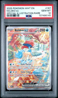 2025 POKEMON WHT EN-WHITE FLARE SPECIAL ILLUSTRATION RARE #167 KELDEO EX PSA 10 - Image 1