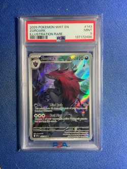 2025 POKEMON WHT EN-WHITE FLARE ILLUSTRATION RARE #143 ZOROARK PSA 9 - Image 1