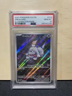 Greavard 214/198 PSA 10 Pokemon Scarlet & Violet Base 2023 Illustration Rare - Image 1