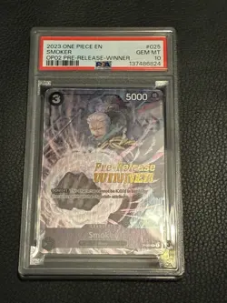 2023 ONE PIECE PROMOS PARAMOUNT WAR PRE-RELEASE-WINNER #025 SMOKER PSA 10 - Image 1