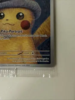 Pokemon Pikachu Card with Grey Felt Hat Van Gogh Promo, Sealed/Unopened - Image 1