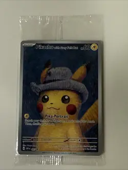 Pokemon Pikachu Card with Grey Felt Hat Van Gogh Promo, Sealed/Unopened - Image 2