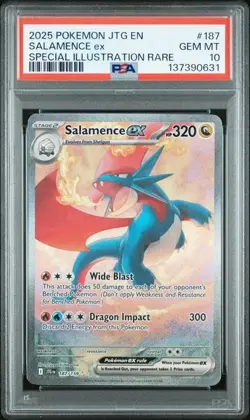 Pokemon TCG Salamence EX Dragon Card 187/159 Journey Together PSA 10 Gem Mint - Image 1