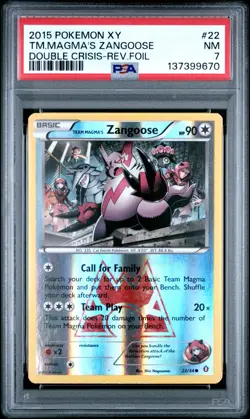 Pokemon Card Team Magma's Zangoose 22/34 Reverse Holo Foil Double Crisis PSA 7 - Image 1