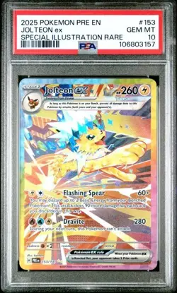 2025 POKEMON PRE EN-PRISMATIC EVOLUTIONS #153 JOLTEON EX PSA 10 - Image 1