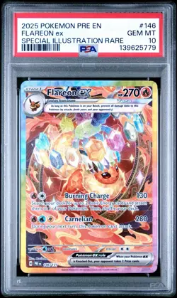 2025 POKEMON PRE EN-PRISMATIC EVOLUTIONS #146 FLAREON EX PSA 10 - Image 1
