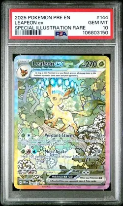 2025 POKEMON PRE EN-PRISMATIC EVOLUTIONS #144 LEAFEON EX PSA 10 - Image 1