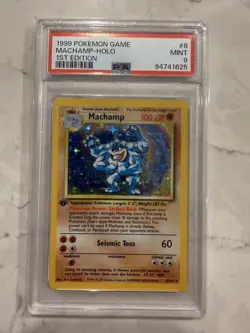 1999 Pokemon Game 8 Machamp Holo 1st Edition PSA 9 - Image 1