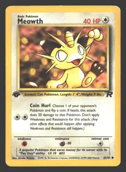 Meowth Team Rocket #62/82 Pokemon 1st Edition - Image 1