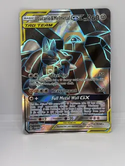 Pokemon TCG Unbroken Bonds 2019 Tag Team Lucario & Melmetal GX 203/214 SM DMG - Image 1