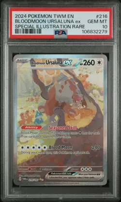 2024 POKEMON TWM EN-TWILIGHT MASQUERADE #216 BLOODMOON URSALUNA EX PSA 10 - Image 1