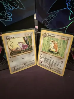 Pokemon 1st Edition Shadowless Base Set Rattata And Raticate Excellent Condition - Image 1