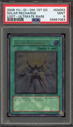 Yu-Gi-Oh! Solar Recharge 1st Edition Ultimate Rare LODT-EN052 PSA 9 Mint - Image 1