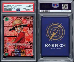 2025 ONE PIECE CARRYING ON HIS WILL OP13 RED MANGA ALT ART MONKEY D LUFFY PSA 10 - Image 3