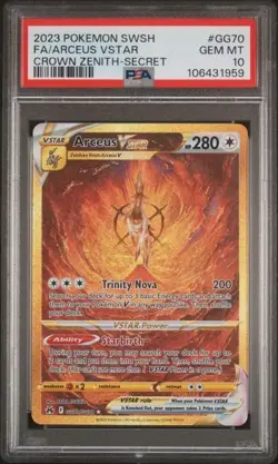 PSA 10 Arceus VSTAR (Secret) GG70/GG70 Crown Zenith PSA 10 Mint 2023 Graded Card - Image 1