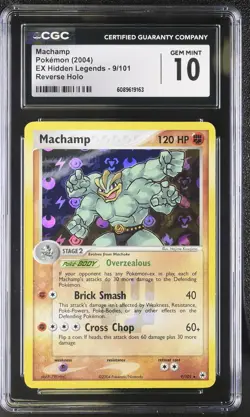 CGC 10 GEM MINT Machamp 2004 EX Hidden Legends 9/101 Reverse Holo Pokemon Card - Image 1