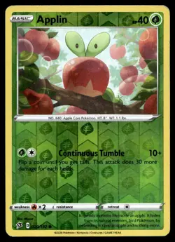 Applin 20/192 Pokemon Card Rebel Clash Rev Holo Common 40 HP LP M9 - Image 1