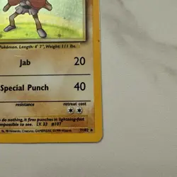 Pokemon TCG Hitmonchan Base Set Holo Card 7/102 MP Condition - Image 2