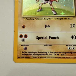 Pokemon TCG Hitmonchan Base Set Holo Card 7/102 MP Condition - Image 3