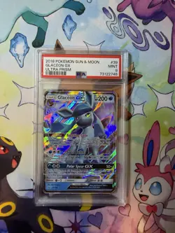 Pokemon TCG Glaceon GX Ultra Prism Holo Card Sun & Moon: 039/156 Rare PSA 9 - Image 1