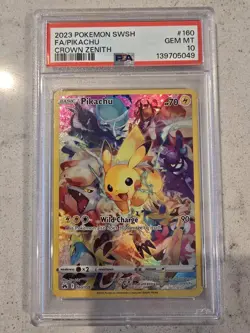 2023 Pokemon SWSH FA/PIKACHU CROWN ZENITH #160 - PSA Graded 10 GEM MT - Image 1