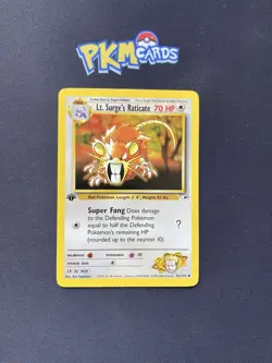 Pokemon TCG Lt. Surge's Raticate Gym Heroes 51/132 Regular 1st Edition MP. - Image 1