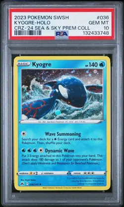 2023 POKEMON SWORD & SHIELD CROWN ZENITH #036 KYOGRE-HOLO PSA 10 SWIRL - Image 1