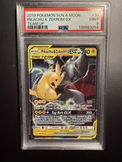 Pokemon Pikachu & Zekrom GX 33/181 Ultra Rare Team Up PSA 9 - Image 1