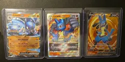Pokemon TCG Lucario ex (Prismatic Evolutions Stamp) + 2 SWSH Promos All Mint - Image 1