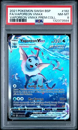 2021 POKEMON SWSH BLACK STAR PROMO #182 FULL ART/VAPOREON VMAX PSA 8 - Image 1