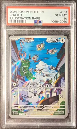2024 TEF EN Pokemon PSA 10 Chatot 181/162 Illustration Rare Temporal Forces Holo - Image 1