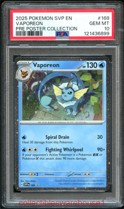 Pokemon Poster Collection Promo Vaporeon 168 PSA 10 - Image 1