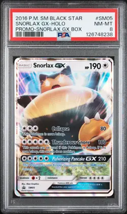 2016 POKEMON SM BLACK STAR PROMO SNORLAX GX BOX #SM05 SNORLAX GX-HOLO PSA 8 - Image 1